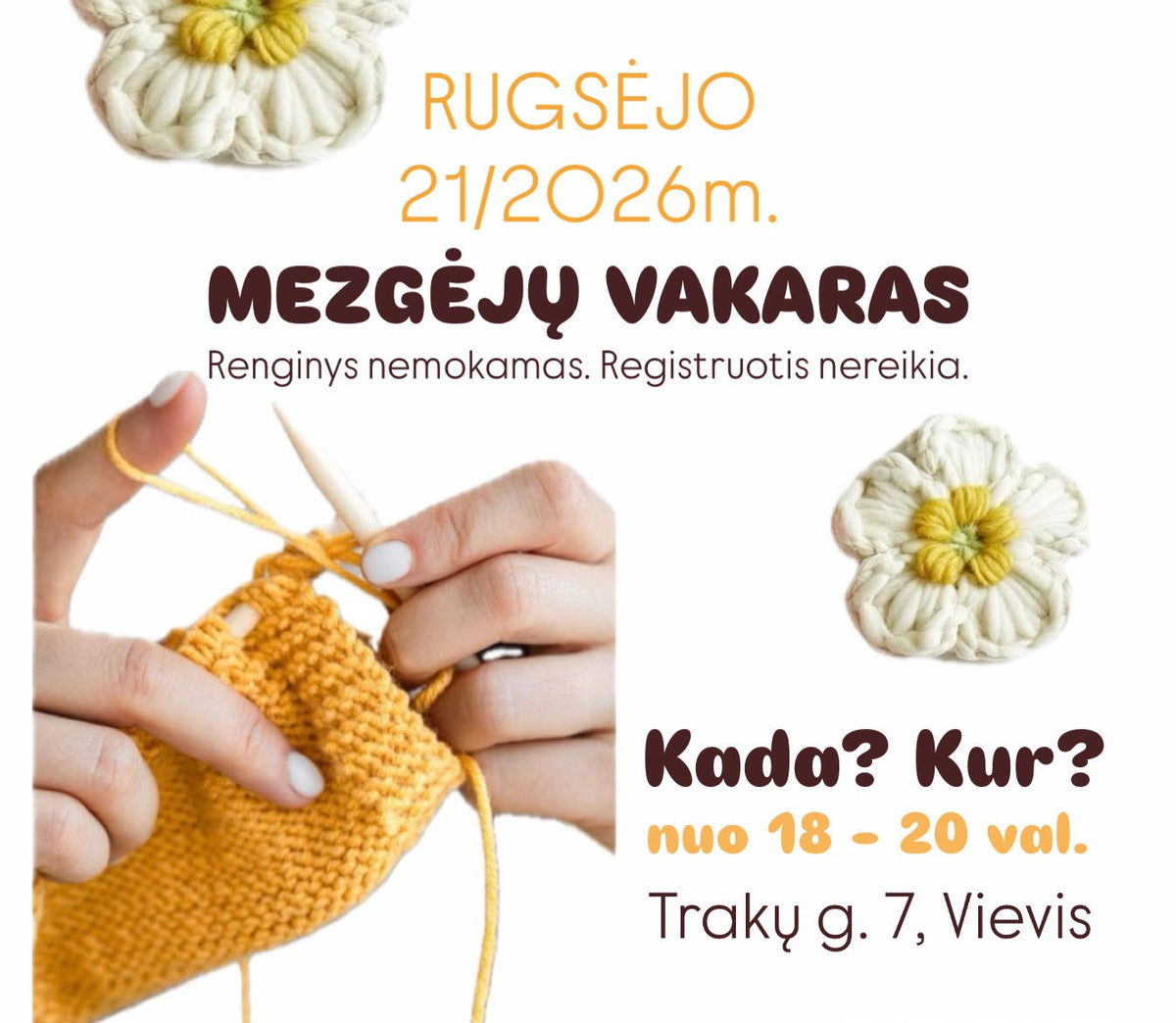 BUVĘS RENGINYS: Rugsėjo 21 d. mezgėjų susitikimas
